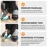 GRENPRO Professional Knee Pads for Work,Heavy Duty Thick Foam Knee Pads Tools, Knee Pad with Soft Gel Cushion for Construction, Work, Flooring, Gardening, Cleaning, Tiling,Gray