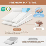 Sasttie Wedge Pillow, Bed Wedge Pillow Set for After Surgery, Acid Reflux and Sleeping, 3-Piece Detachable Design, Adjustable Height, White & Dark Grey