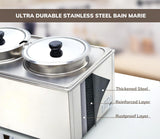 SYBO Food Warmer Steam Table Easy to Clean Commercial Grade Stainless Steel Bain Marie Buffet for Catering and Restaurants ETL, CE ROHS Certified for Commercial, Safety (2 Round Pots with Tap)