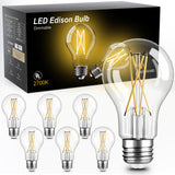 TJOY 6 Pack A19 Vintage LED Edison Bulbs, Dimmable Light Bulb 60W Equivalent, High Brightness 2700K Warm White, 8W E26 Standard Base, 800Lumens, CRI80+, Clear Glass Filament Bulb for Home, Farmhouse