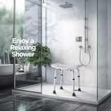 Medical king Shower Chair - with Back Scrubber & Additional Sponge - Tool Free Shower Chair for Elderly - with 8 Adjustable Heights - Portable Anti Slip Bath Chair for Elderly