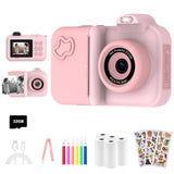 Kids Camera Instant Print, Christmas Birthday Gifts Toys for Girls Boys Age 4 5 6 7 8 9 10 11 12 Years Old,1080P HD Dual Lens Selfie Digital Camera with 5 Rolls Print Paper Stickers Pens 32G Card