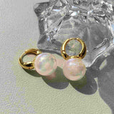 HUGE TOMATO Opal Big Pearl Drop Earrings for Women | Elegant Large Moonstone Pearl Earrings Dangle, Dainty Gold 925 Sterling Silver Hoop, Cute Earing Dangling for Teen Wedding Jewelry Gift,14mm