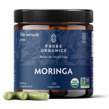 TRIBE ORGANICS 1800mg Organic Moringa Oleifera Powder for Energy | Joints | Brain Function - High Potency Nutrient Rich Greens Superfood | Natural Leaf Plant Protein | Antioxidant - 120 Vegan Capsules
