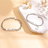 Personalized Matching Bracelet for Couple - Free Engraving Custom Couples Bracelets,Hypoallergenic Adjustable Stainless Steel Long Distance Relationship Jewelry,Promise Bracelet Gifts for Him and Her