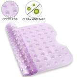 YINENN Bath and Shower Safety Mats 40x16 inch, Non Slip with Suction Cups for Bathroom Stall and Tub Floor, Extra Large and Machine Washable, Drain Holes Keep Bathtub Clean, Purple