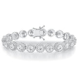Gemsme Tennis Bracelet for Women 1 Row 18K White Gold Plated 5mm Round Cubic Zirconia Bracelets
