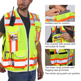 Dib Safety Reflective Vest Heavy Duty, High Visibility Two Tone Engineer Vest, Padded Collar, Retractable ID Pocket, Made with 3M Reflective Tape, Yellow 3XL