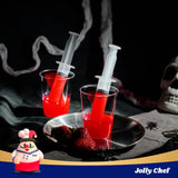 50 PACK 1.5 oz Halloween Jelly Syringes Shot, Medium Containers with Lids, Perfect for Plastic Shot Glasses or Jelly Cups, Great for Halloween Thanksgiving Christmas Party