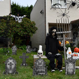 Halloween Decorations Outdoor Graveyard Tombstones: 6ct Large Tombstone Halloween Decor Yard Signs with Stakes, 16" Realistic Scary Skeleton RIP Cemetery Gravestones for Yard Lawn Outside Home Party