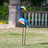 DREAMSOUL 30" Tall Bird Garden Statues Metal Standing Bird Outdoor Statues, 3D Funny Statue for Garden Patio Lawn