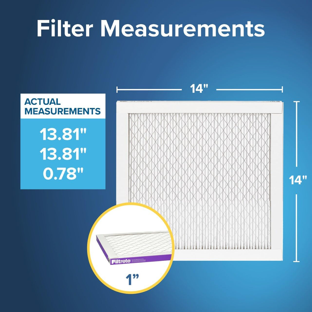 Filtrete 14x14x1 AC Furnace Air Filter, MERV 12, MPR 1500, CERTIFIED asthma & allergy friendly, 3 Month Pleated 1-Inch Electrostatic Air Cleaning Filter, 6-Pack (Actual Size 13.81x13.81x0.78 in)