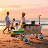 Kesfferch Beach Wagon with Big Wheels for Sand – 10" Balloon Tires & 450lb Heavy Duty Foldable Cart | Removable All-Terrain Design for Camping, Garden, Beach & Groceries