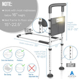 Agrish Bed Rails for Elderly Adults Safety - with Motion Light & Storage Pouch, Bedside Assist Bar with Support Legs for Seniors & Surgery Patients - Medical Bed Rail