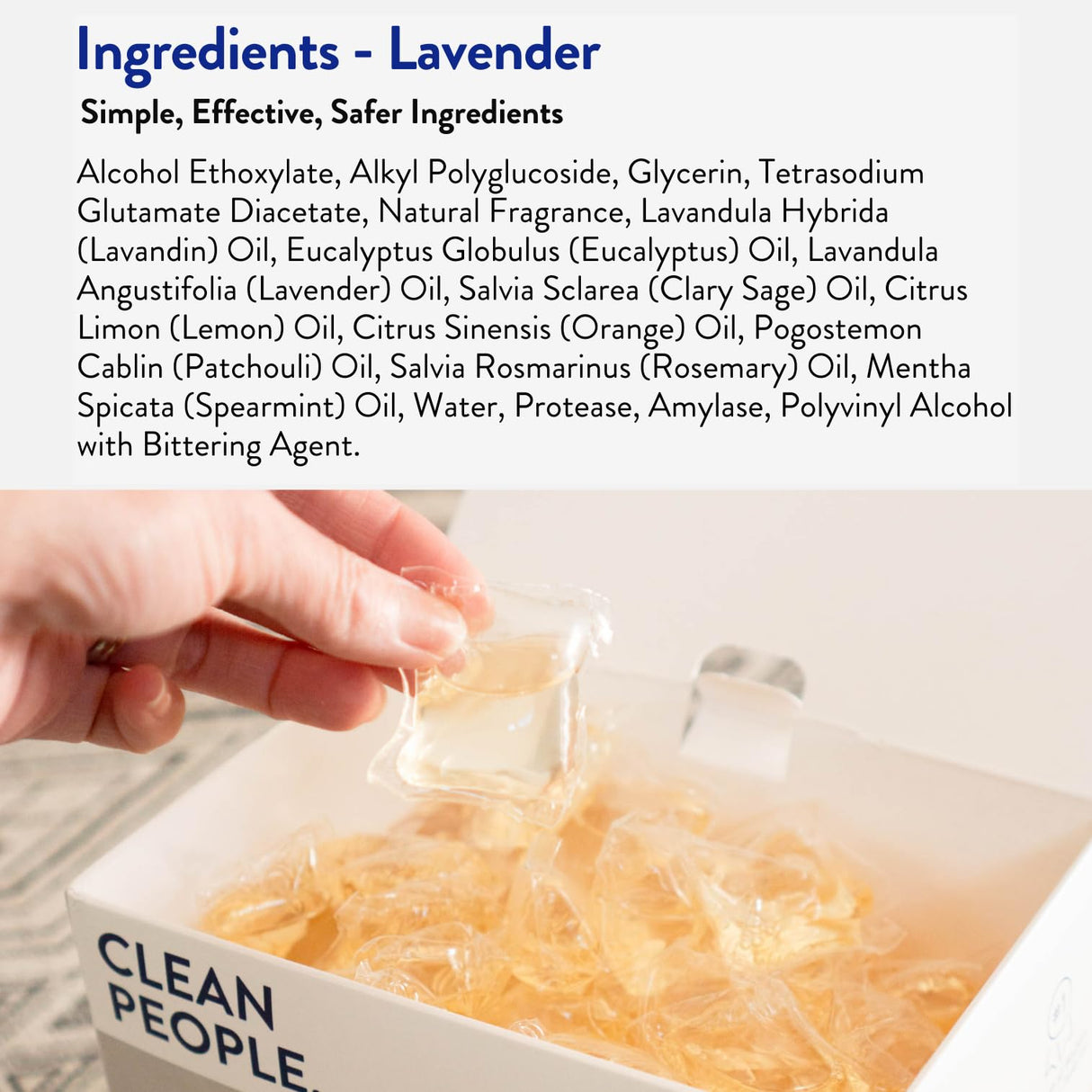 The Clean People Laundry Detergent Pods - Hypoallergenic Laundry Pods - Ultra Concentrated, Recyclable Packaging, Stain Fighting - Lavender, 96 Pack