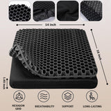 Gel Seat Cushion, Double Thick Egg Gel Cushion for Pressure Pain Relief, Breathable Wheelchair Cushion Chair Pads for Car Seat Office Chair (Black)