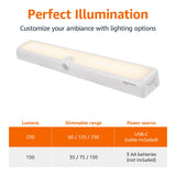 Amazon Basics LED Motion Sensor Light Bar, USB/Battery Operated, 250 Lumens, 12 Inches, Swivel, Under Cabinet Lighting for Closet, Kitchen, 2-Pack, White