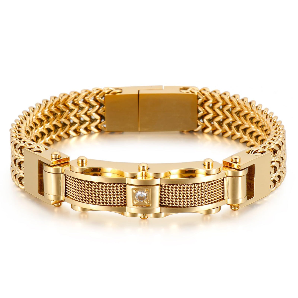 Klapgo Gold Bracelets for Men Stainless Steel Cuban Franco Link