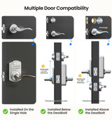 Veise Keypad Door Lock with Handle, Keyless Entry for Front Door & Bedroom, Electronic Lock with Code, Auto-Locking, Easy Installation, Passage Mode, Satin Nickel