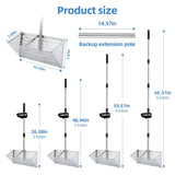 Large Stainless Sand Flea Rake Shark Tooth Sifter Comes Long Handle Sand Sifter for The Beach, 5-Section with Hand rake 16-Inch Wide Mesh Screen for Collecting Fleas , Shark Teeth, and Seashells