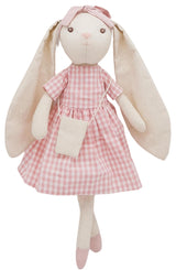 Mikee Fluffie 15" Bunny Stuffed Animal for Girls, Plush Toy Doll -Wearing Pink Plaid Dress,Cute Doll Set Dress Up for 3 4 5 Year Old Girl - Gift for Little Girl, Birthday, Easter,Christmas…