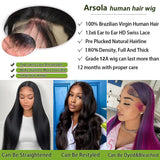Arsola 30 Inch 13x6 Lace Front Wigs Human Hair 180 Density Straight Human Hair Wigs Pre Plucked 13x6 HD Frontal Lace Straight Glueless Wigs For Women