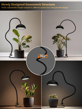 GLOWRIUM Smart Grow Lights for Indoor Plants,10W Full Spectrum LED Plant Light with 3/9/12 Timer,10 Dimmable Levels,Height Adjustable Grow Light with Base (Black)