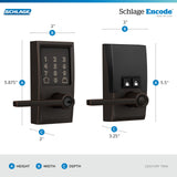 Schlage Encode Smart Wi-Fi Lock with Lever Handle, Touchscreen Keypad, Keyless Entry Door Lock, App Control, Alexa, Google Home and Airbnb Compatible, Aged Bronze, FE789WB CEN 716 LAT