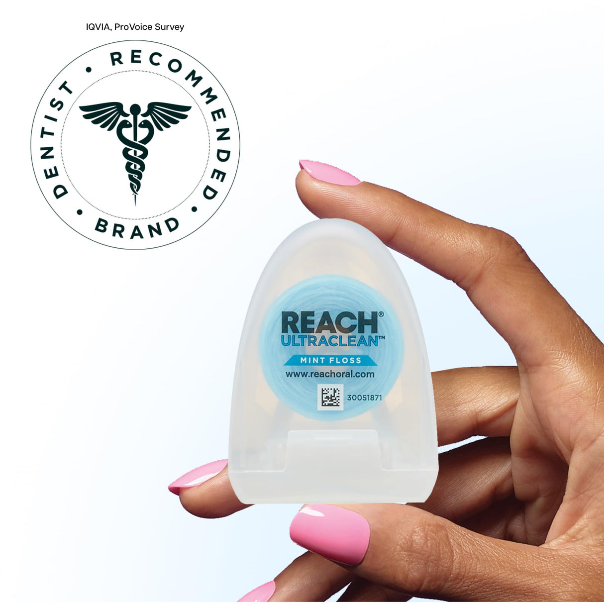 REACH Ultraclean Dental Floss, Mint, Plaque Remover for Teeth, Shred Resistant, Waxed, Easy on Gums & Teeth, Mint, Oral Care, PFAS Free, for Adults & Kids, 6 Pack, 30 yd