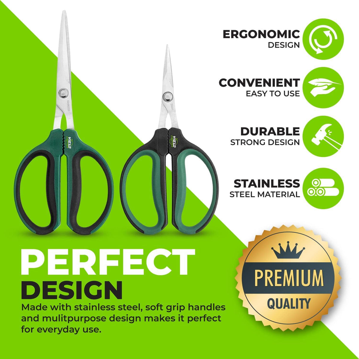 Yieldcropper Hydroponic 2-Pack Bonsai Scissors and Plant Trimming Shears Set - Stainless Steel Pruning Shears for Indoor Gardening, Succulent Harvest, and Precision Plant Care