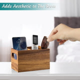 DRASTAR Acacia Remote Organizer Caddy, TV Remote Caddy for Table, Wooden Storage Organizer for Home Decor