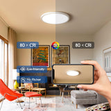 6 Pack 12 Inch Hardwired Dimmable LED Flush Mount Ceiling Light Fixtures, 24W 2640LM 3000K/4000K/5000K, House Upgrade Led Lights for Bedroom Hallway Laundry Room Rental Units, 240W Equiv., Black