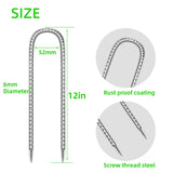 11 Pack Ground Garden Rebar Stakes Rebar 12 Inch Anti-Rust Galvanized Steel U Shape Hook Heavy Duty Ground Anchors for Tents, Position Kits,Fences, and Trampolines Landscape Fabric