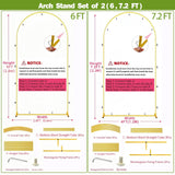 2 Pack Metal Arch Backdrop Stand 7.2FT, 6FT Wedding Balloon Floral Frame