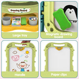 Amagoing Easel for Kids, Adjustable Standing Art Easel for Toddler, Double Magnetic Drawing Board with Painting Accessories, Birthday Christmas Gift for Little Boys and Girls, Middle Size (Green)