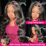 Hakaniya 13x6 Body Wave Lace Front Wigs Human Hair Pre Plucked HD Transparent Lace Frontal Wigs Human Hair 180% Density Glueless Wigs Human Hair with Baby Hair for Women 26 Inch