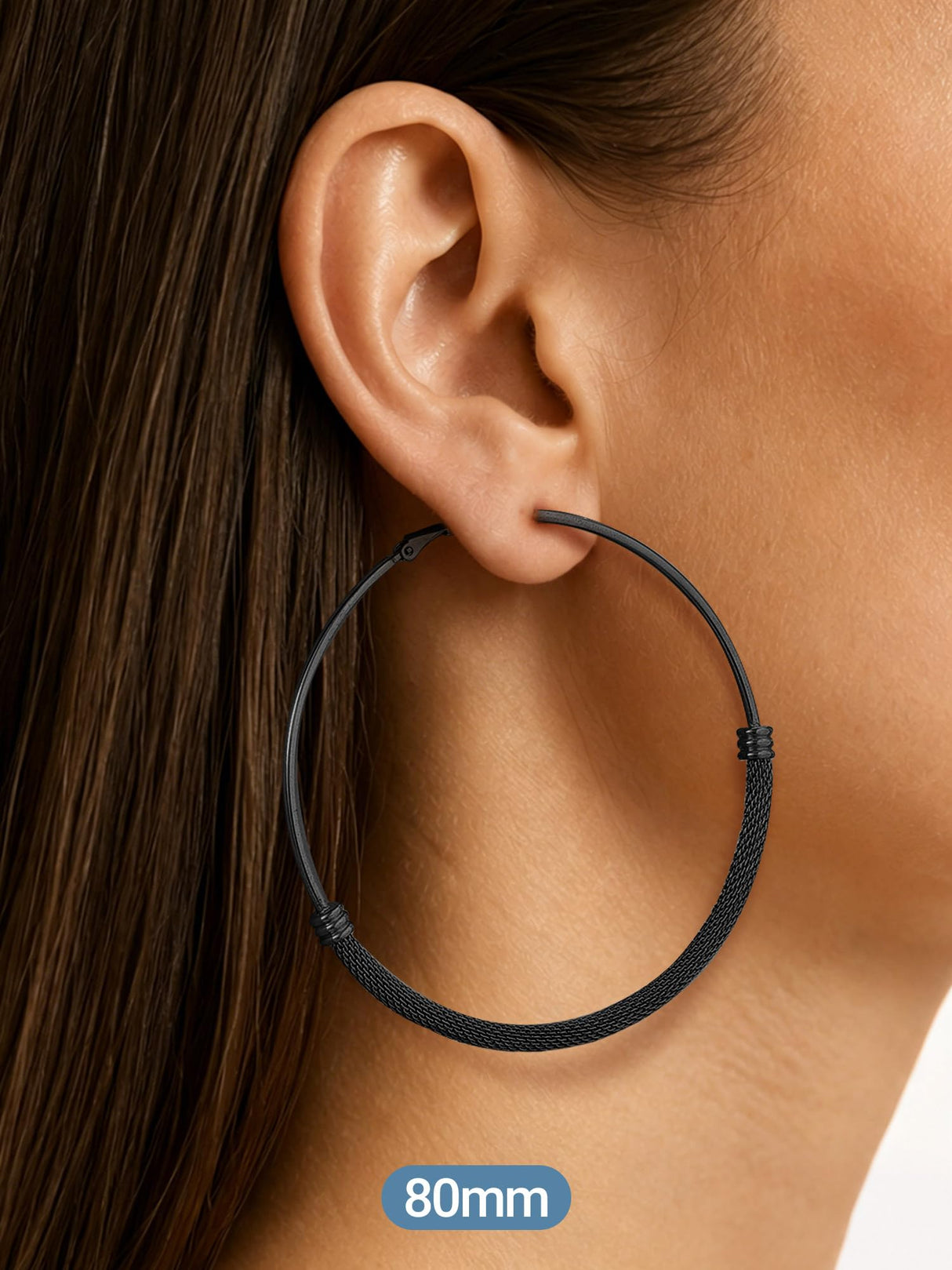 Big Earrings For Women 80mm Oversize Womens Statement Jewelry Stainless Steel Large Hoops Black Hoop Earrings
