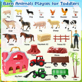BOLZRA Farm Animals Big Red Barn Toy for 1 2 3 4 5 Years Old Toddlers, Kids Farm Figures Fence Playset with Tractor, Preschool Montessori Learning Toys, Christmas Birthday Easter Gift for Boys Girls