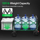VIVOSUN Collapsible Wagon with Tailgate, 320lb Load-Bearing Outdoor Utility with All-Terrain Wheels, Adjustable Handle, Cup Holders for Camping, Shopping, Garden, Sports, Picnic, Black