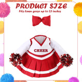 Sunnymove 2 Pcs Cheerleader Porch Goose Outfit Classroom Clothes Cheerleading Costume with Pom Poms and Bow for 23" Lawn Cement Goose Halloween Garden Yard Outdoor Classroom Decorations (Red)