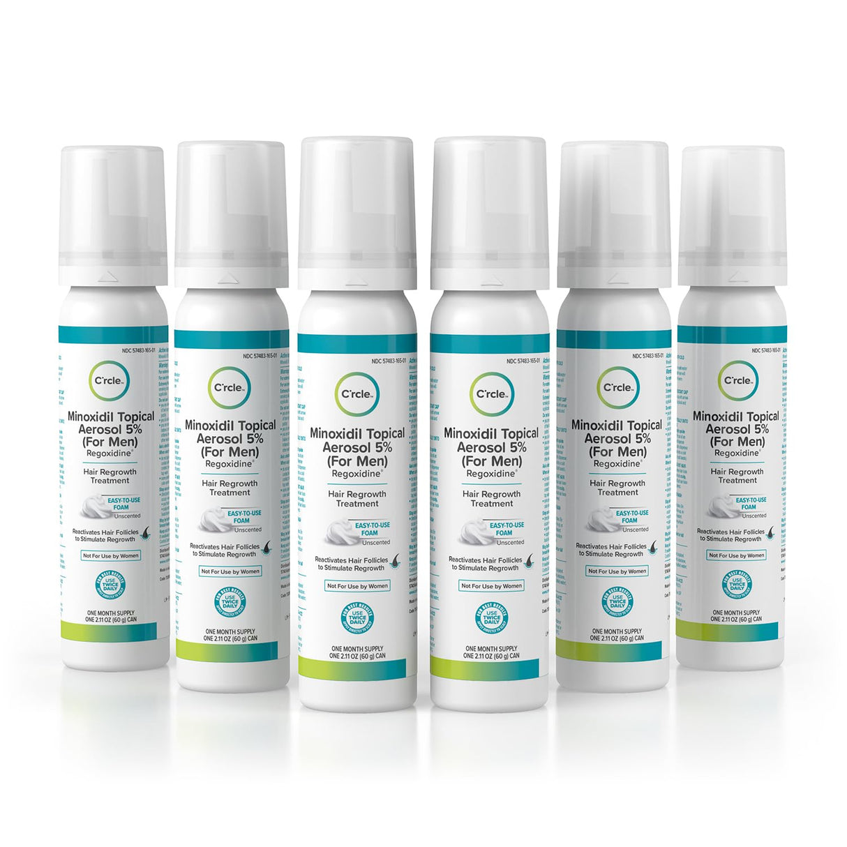 C’rcle Men's Minoxidil 5% Foam - 6 Month Supply - Helps Restore Vertex Hair Loss & Thinning Hair - Extra Strength Supports Hair Regrowth for Men, Unscented Hair Loss Treatments for Men