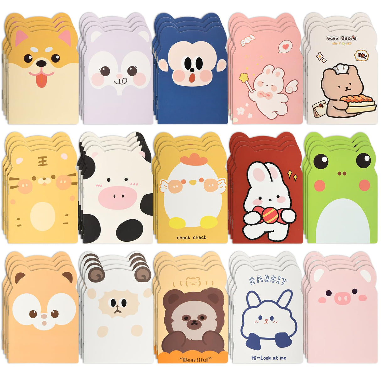 100 Packs Mini Notebooks for School Mini Cute Animal Notebooks Mini Notebooks Bulk for Christmas Day Office Classroom prizes College Ruled Pages(Cartoon Animals)