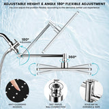 RNDIOZD Shower Head with Handheld,11.8 Inch Large Rectangular Rain Shower Head with 5 Modes Handheld Spray Combo,Adjustable Double Shower Heads with Holder and 11'' Extension Arm,Chrome