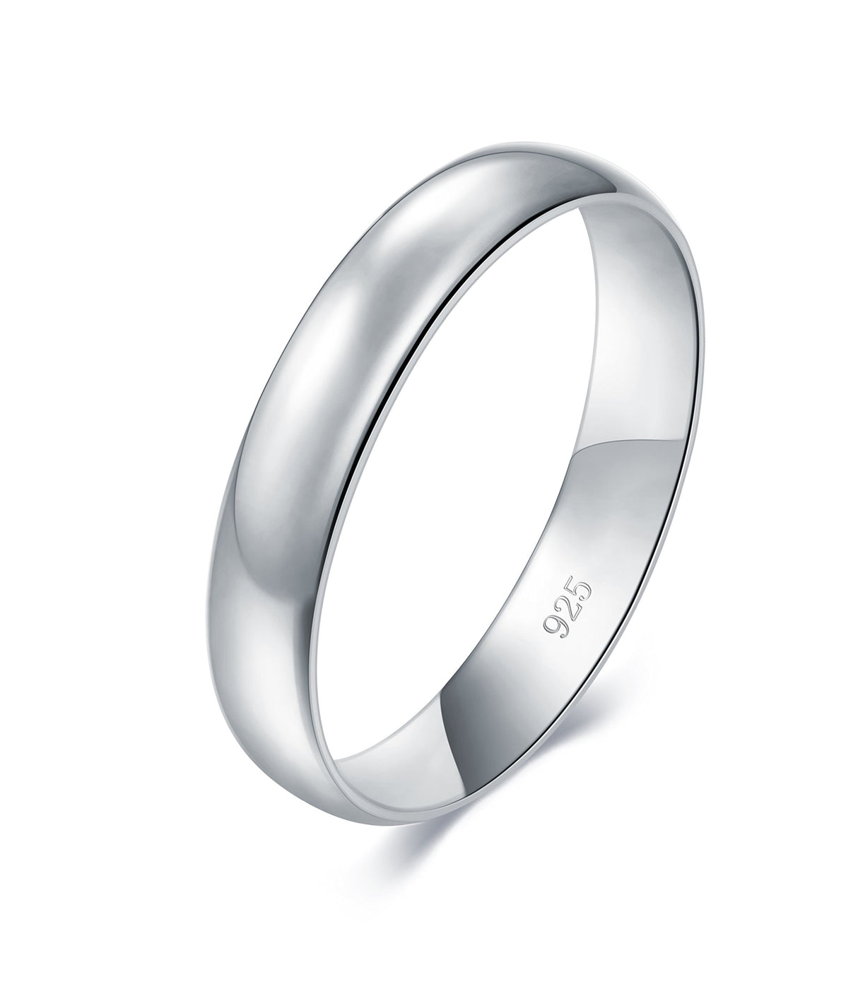 BORUO Wedding Band, Sterling Silver Stacking Ring, 4mm Size 7.5