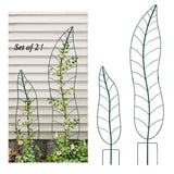 Garden Trellis Plant Support Trellis Green Leaf Trellis Garden Decoration for Climbing Vines Floral Metal Trellis Set of 2（Green）
