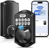 TEEHO TE012W WiFi Smart Lock, Fingerprint Door Lock with Built-in Wi-Fi, Keyless Entry Keypad Smart Deadbolt, App Remote Control, Alexa Compatible, IP55 Waterproof for Front Door – Matte Black