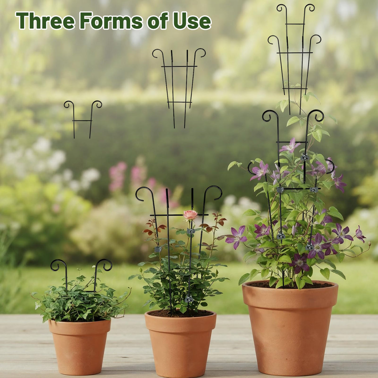 25.6" Metal Plant Trellis, 4 Pack Climbing Plant Support with Clips