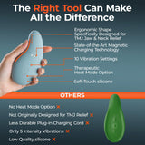 TMJ Relief Products Jaw Massager w/ Soothing Heat, Patented TMJ Massage Tool w/ 10 Gentle Vibration Modes, Eases TMJ Jaw & Neck Pain, Stiffness, Tension, Headaches, Migraine Relief, FSA/HSA Accredited