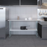 AmGood 14 in. x 60 in. Stainless Steel Work Table | Metal Kitchen Food Prep Table | NSF