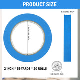 EFOK Blue Painters Tape 2 Inch Bulk - Paint Tape 20 Rolls x 1.88 Inch x 55 Yards - Painter's Tape Blue Masking Tape for Walls Painting Packing Automotive Home, Total 1100 Yards